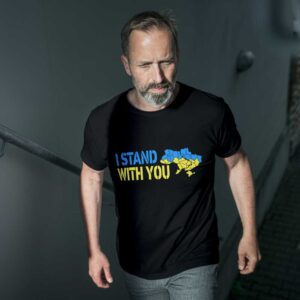 I stand with you must Ukraina t-särk meestele