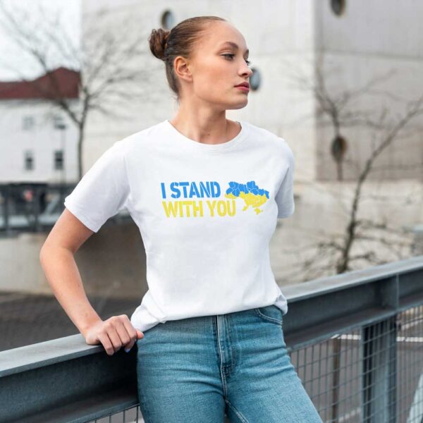 I stand with you valge Ukraina t-särk naistele